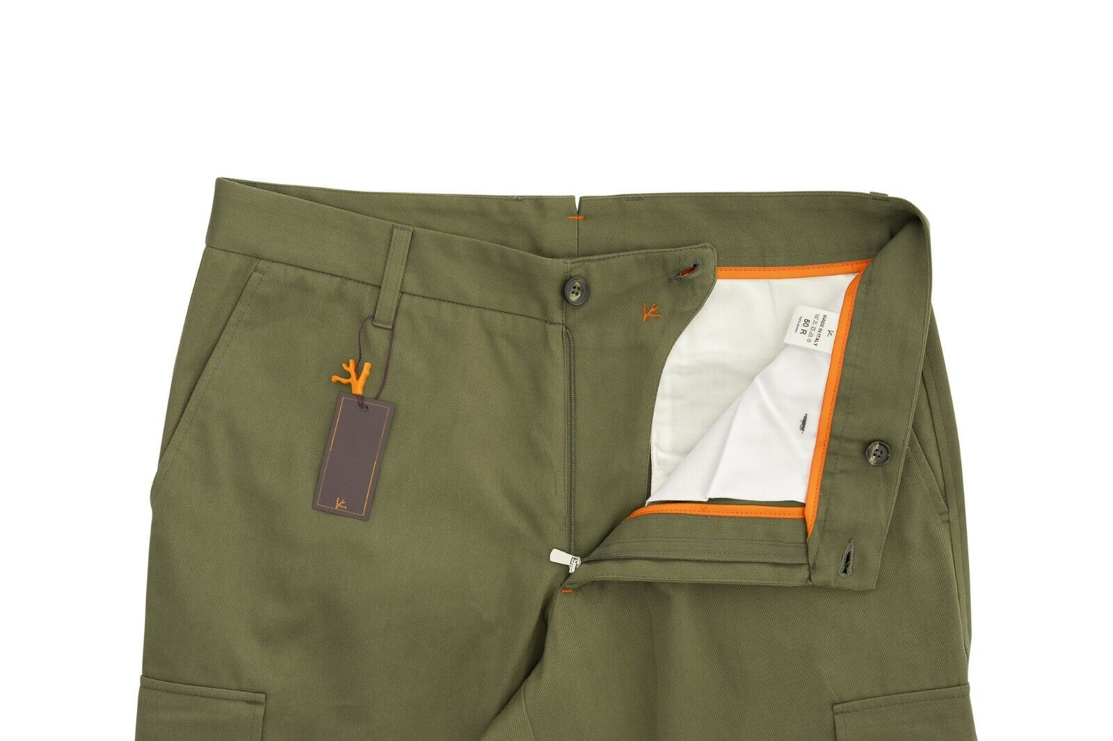 690$ ISAIA NAPOLI Green Cargo Trousers Pant Lux Cotton 34 US / 50 EU