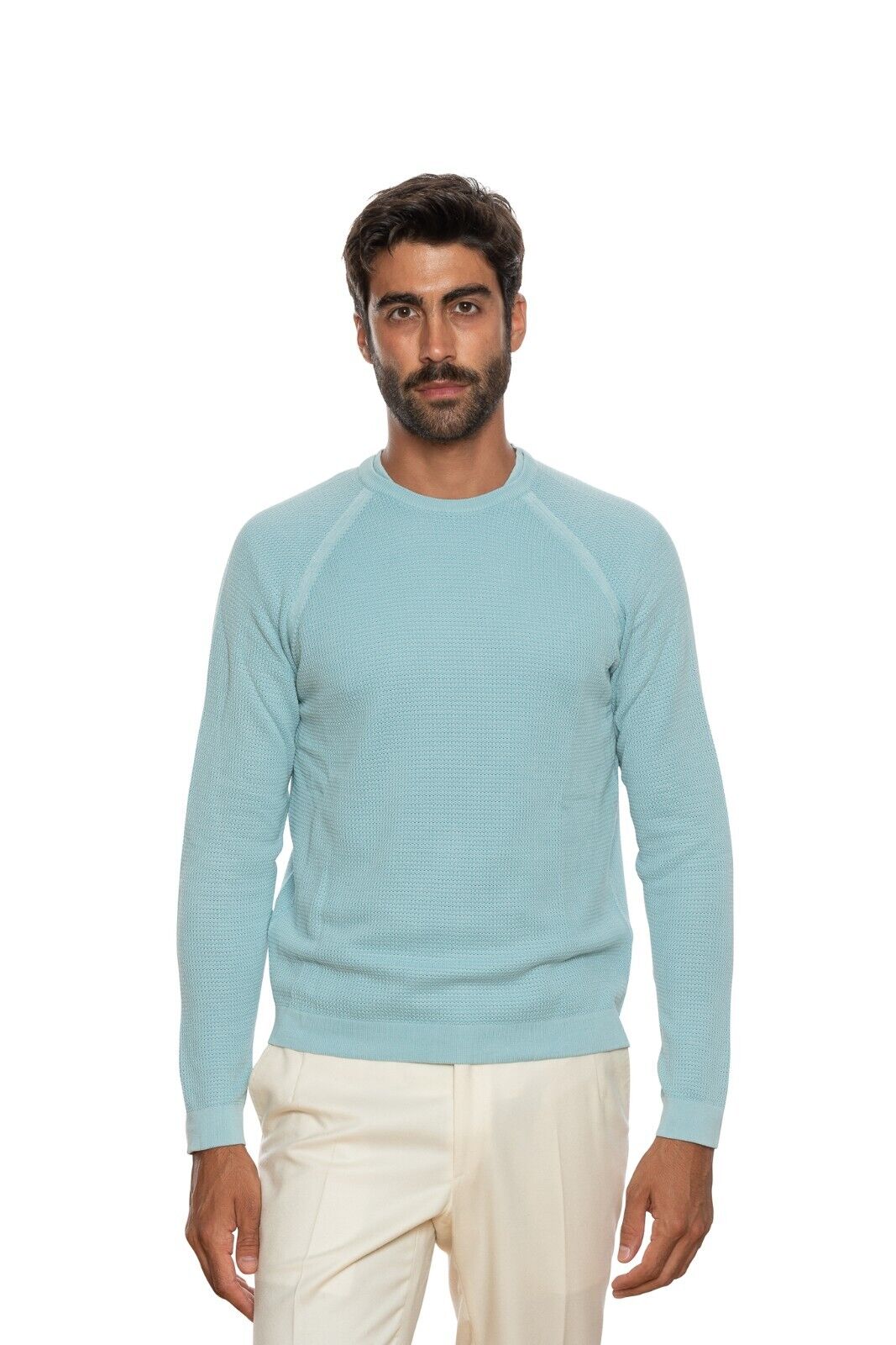 390$ DELLA CIANA CASHMERE Sweater Sweatshirt Cotton Blue Tiffany 40 US / 50 EU