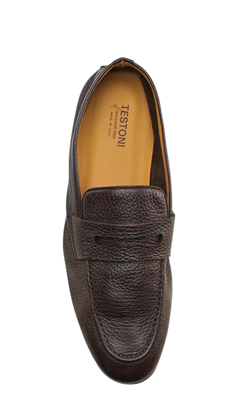 1250$ TESTONI "Carloforte" Unlined Loafer Shoes Deerskin Cigar 8 UK 9 US 42 IT