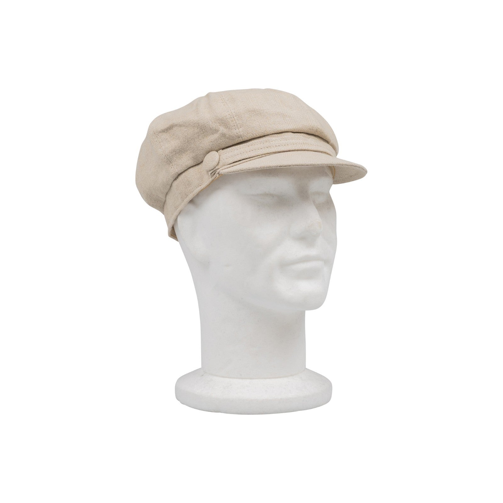 $210 RUBINACCI NAPOLI Ivory Hat Fisherman Cap Flat Cap Herringbone 100% Linen