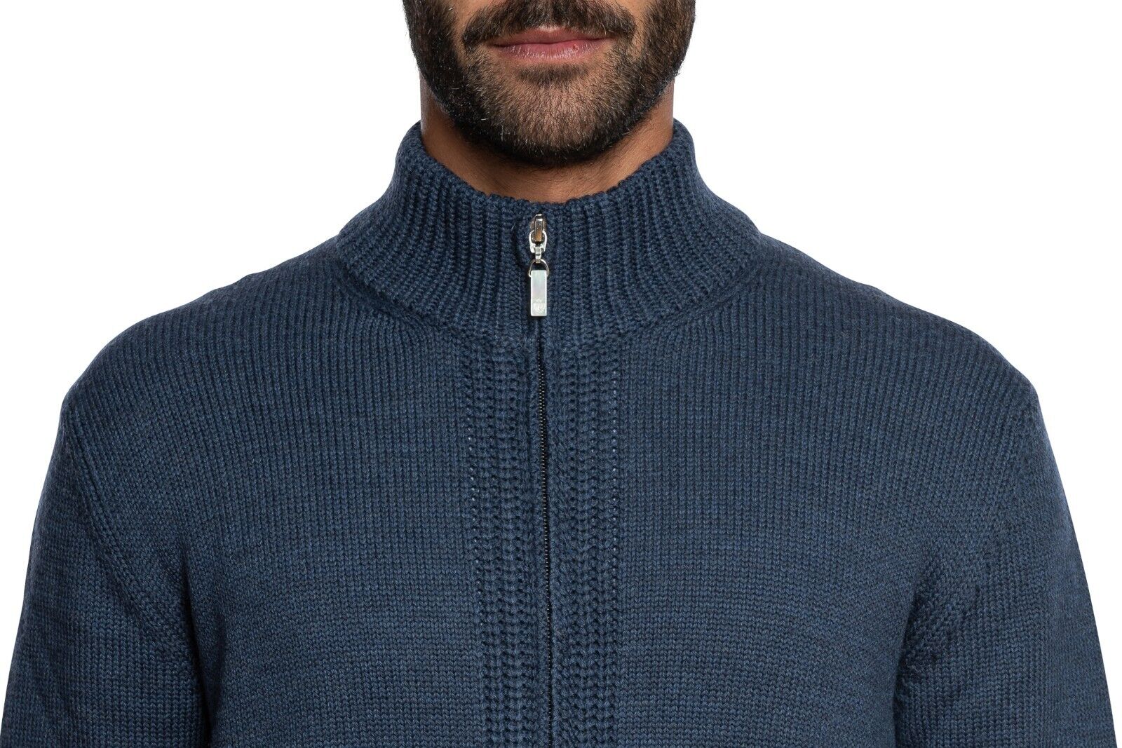 650$ DELLA CIANA CASHMERE Thick Sweater Cardigan Wool Merinos Blue 40 US / 50 EU