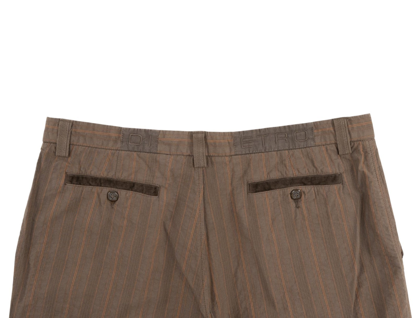 780$ ETRO MILANO Chocolate Brown Seersucker Cotton Pant Straight Leg