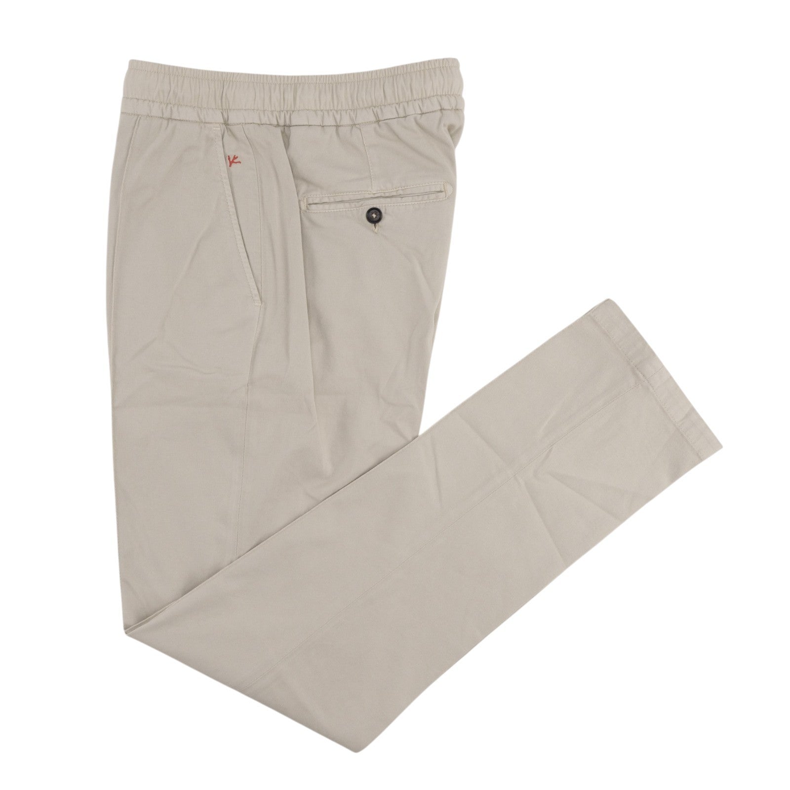 1250$ ISAIA "Comfort Project" Ivory Drawstring Pant Cotton Cashmere Tapered Fit