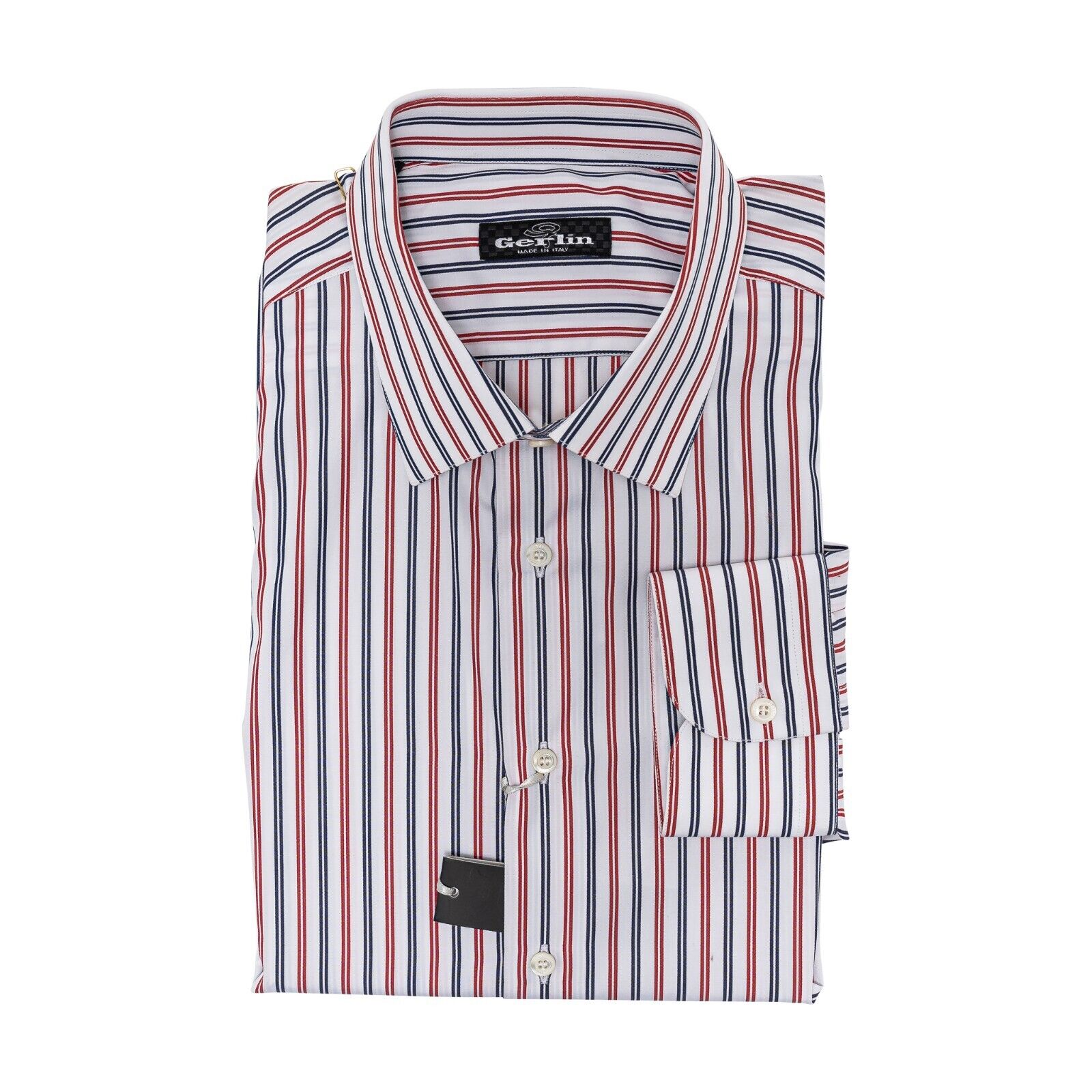 690$ LUXURY GERLIN Shirt Striped White / Red Cotton 16 - 41  5M BIJAN