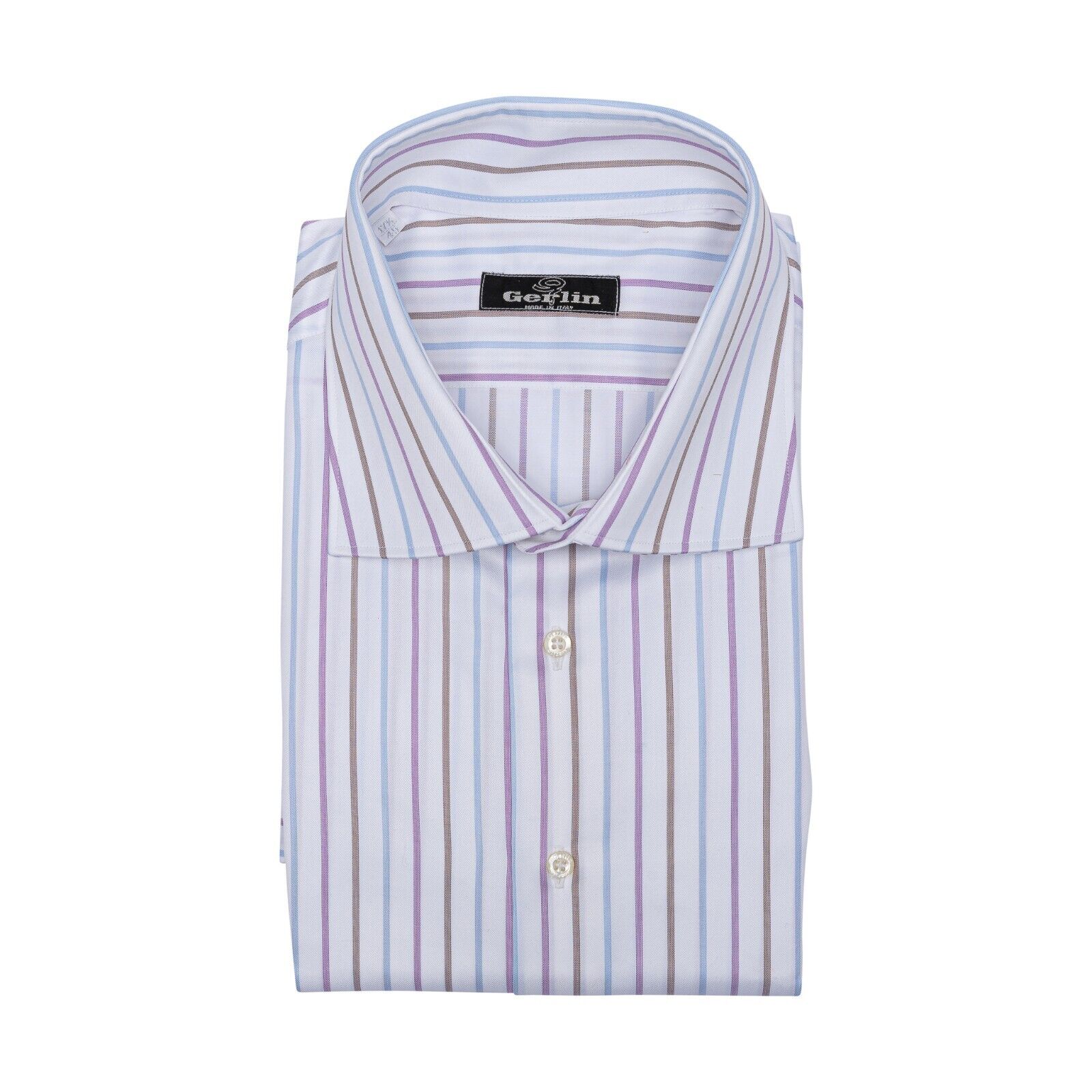690$ LUXURY GERLIN Shirt Striped White Cotton 17.75 - 46 4B BIJAN