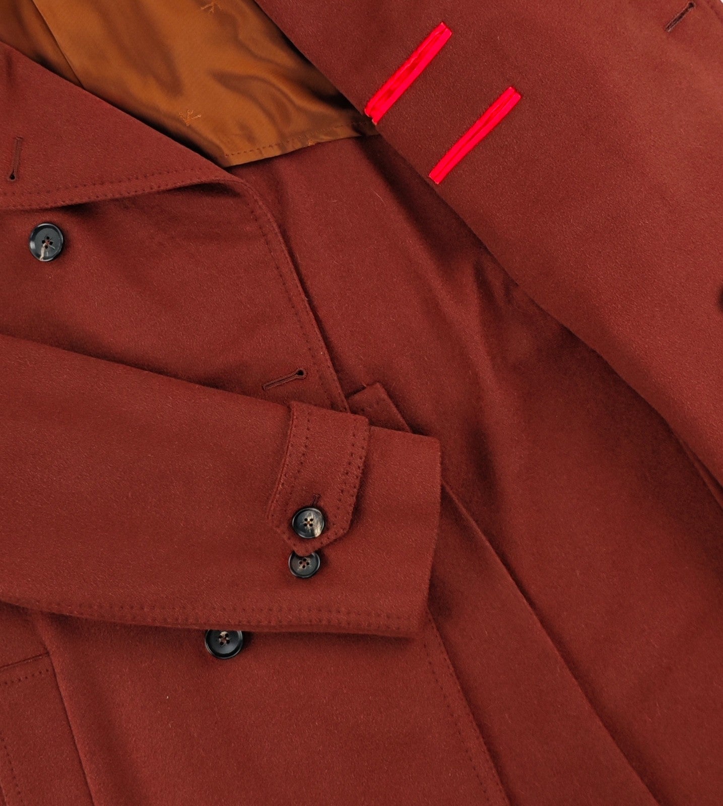 7.2K ISAIA NAPOLI Rust Double Breasted Trench Coat 100% Cashmere 38 US / 48 EU