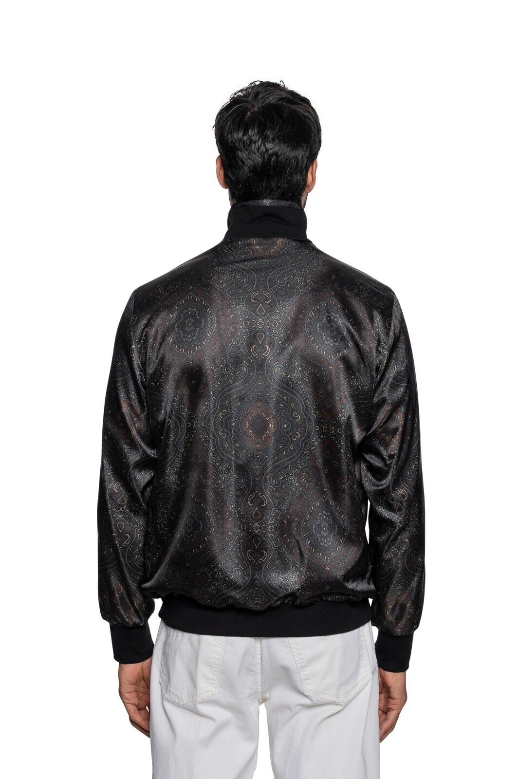2000$ ITALO FERRETTI Bomber Jacket "DAMASK" 100% Silk 42 US / 52 EU ZILLI