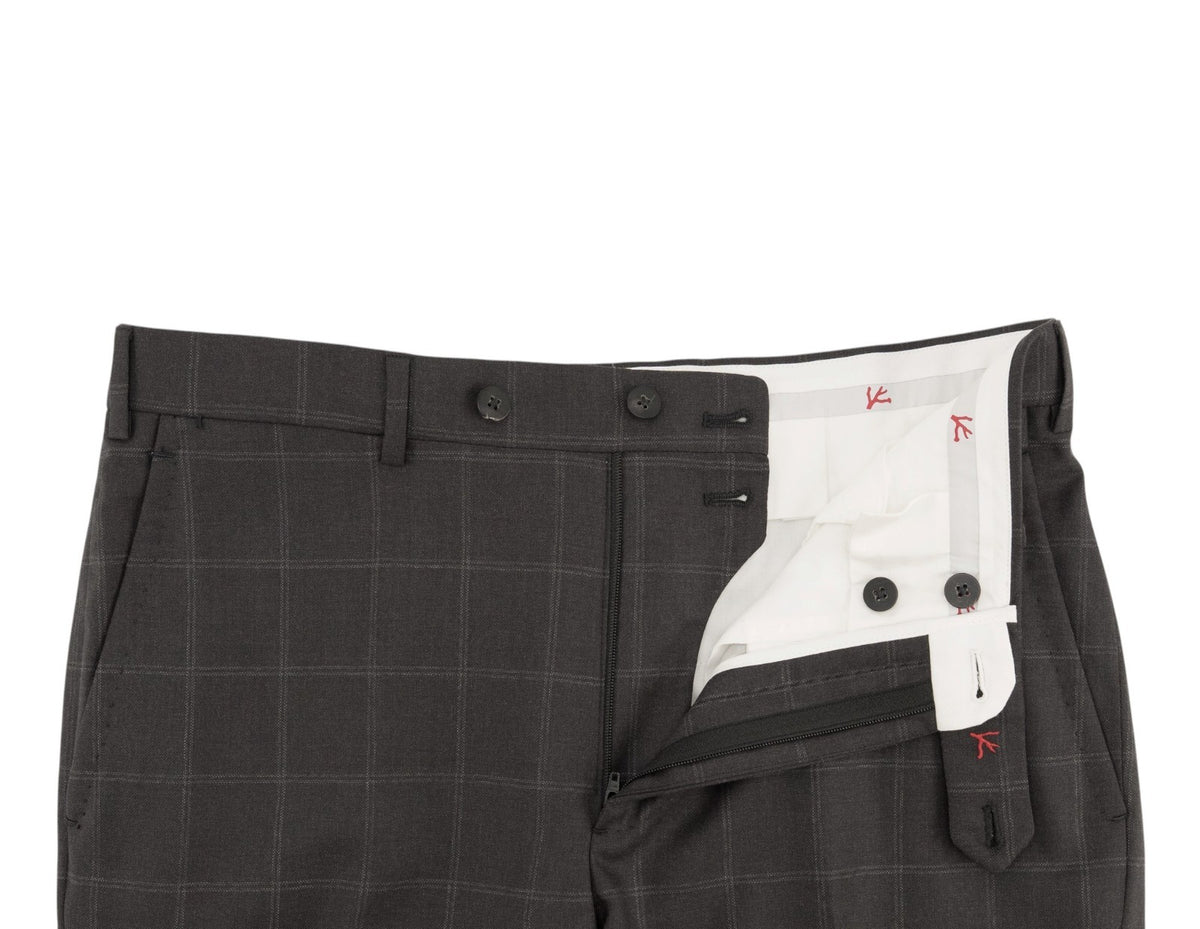 $6850 ISAIA NAPOLI "Gregorio" Dark Gray Suit Hand-Sewn Fine Wool Checks