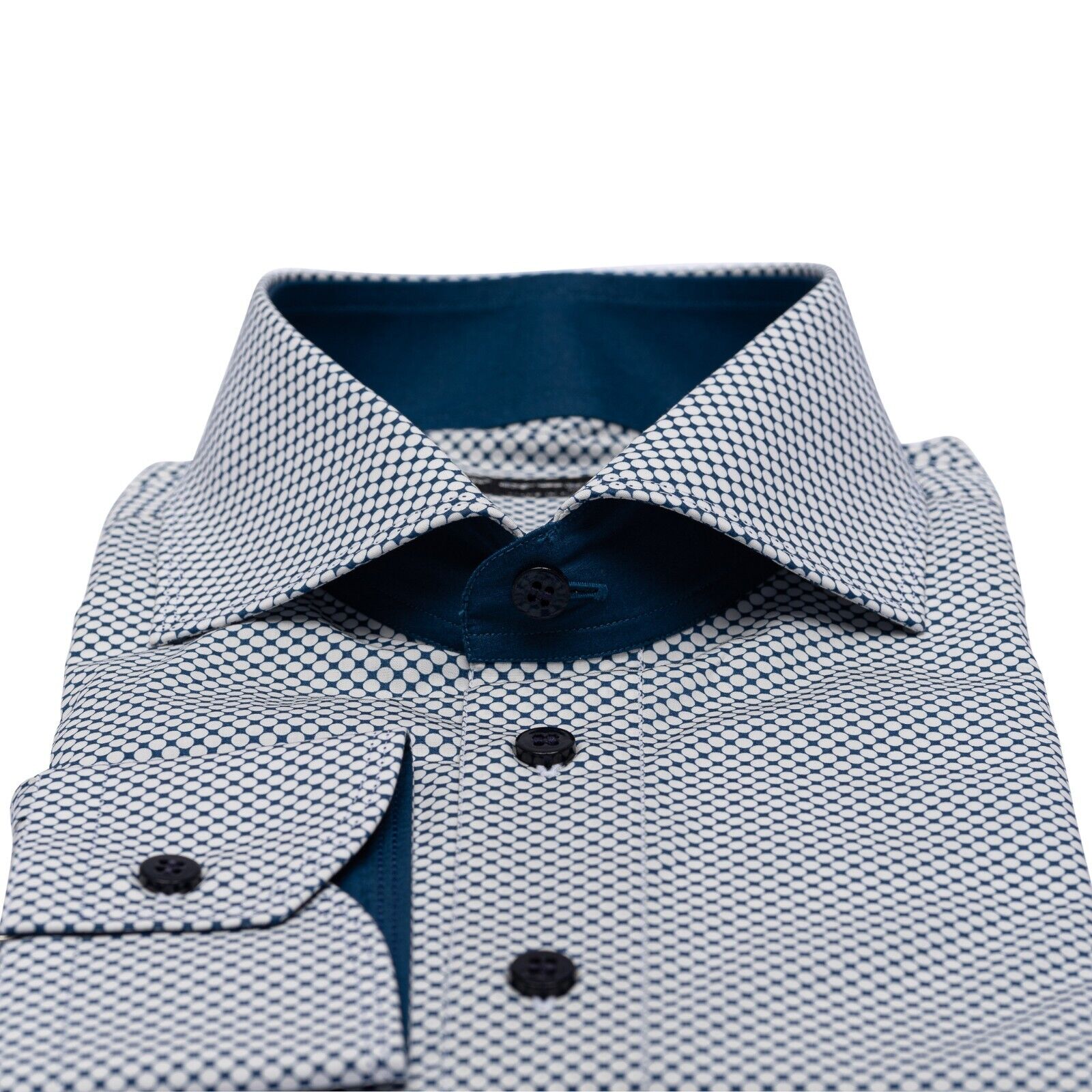 690$ LUXURY GERLIN Shirt Blue / White Geometric Fine Cotton 4T BIJAN