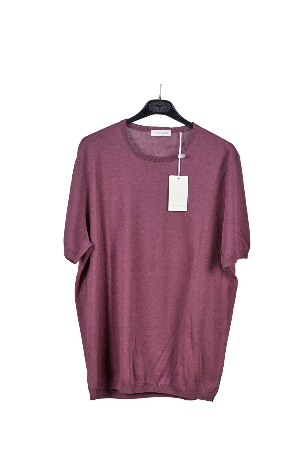 230$ Italian Luxury Knitwear GRAN SASSO Knit T-Shirt Sweater Fine Cotton Wine