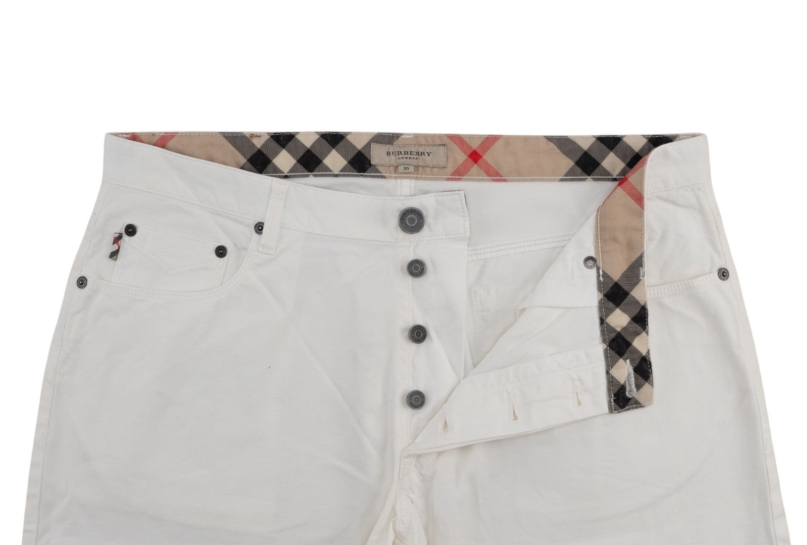 700$ BURBERRY White Pant 5 Pocket Chino Cotton Pant Slim 35 US 51 EU