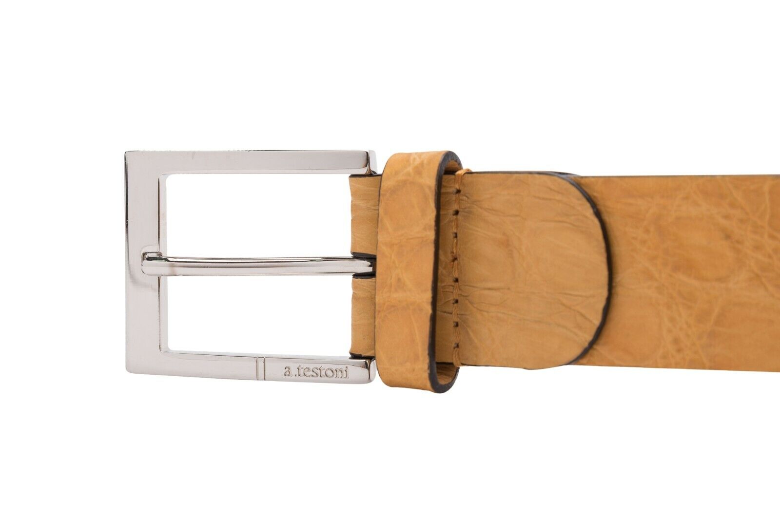$1780 Testoni Bologna Amber Belt Genuine Crocodile Matt Size 100 ( M )