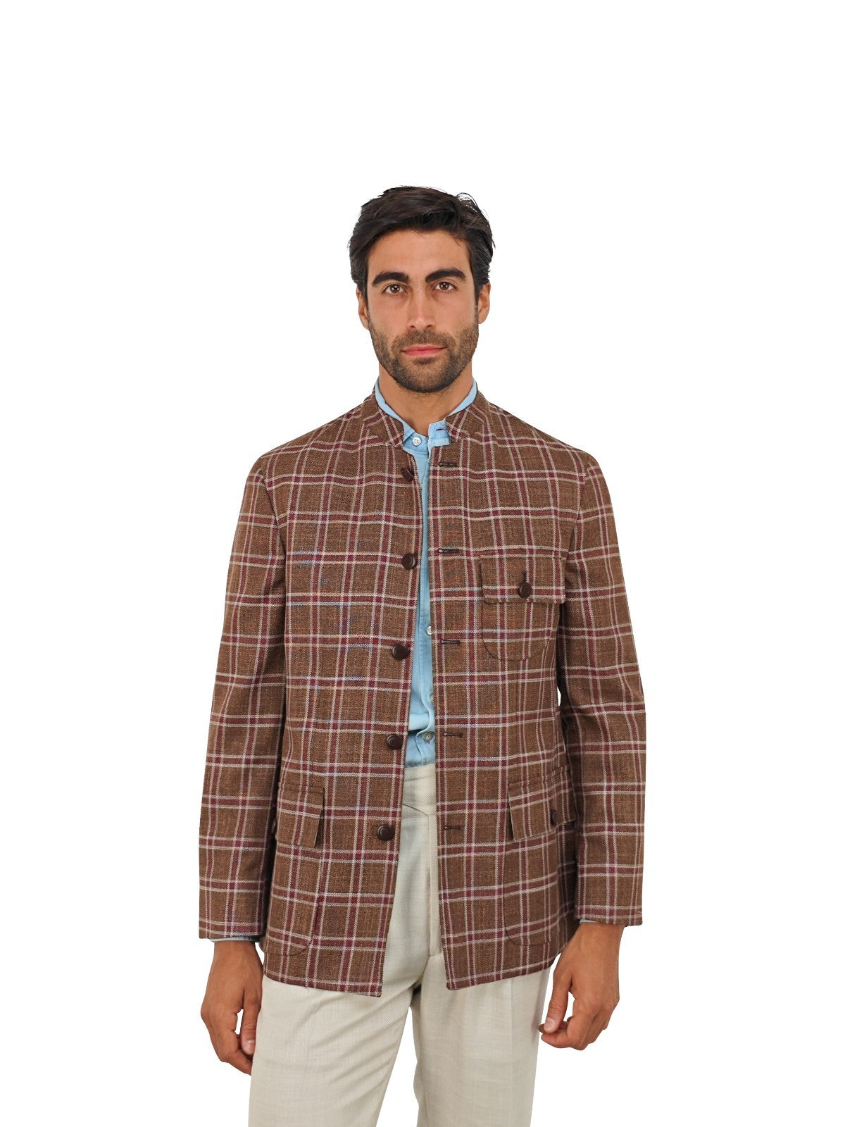 $1940 RUBINACCI NAPOLI Brown Sahariana Guru Jacket Wool / Silk 40 US / 50 EU