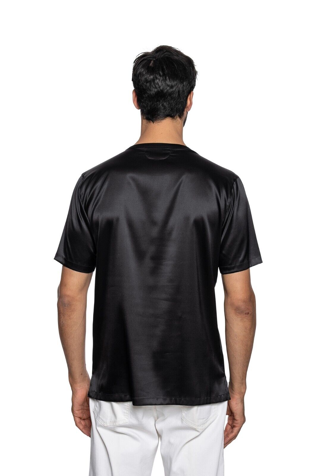 750$ LUXURY FABIO CAVIGLIA T-Shirt "MOUSE STRASS" 100% Silk COMO STRETCH Size L