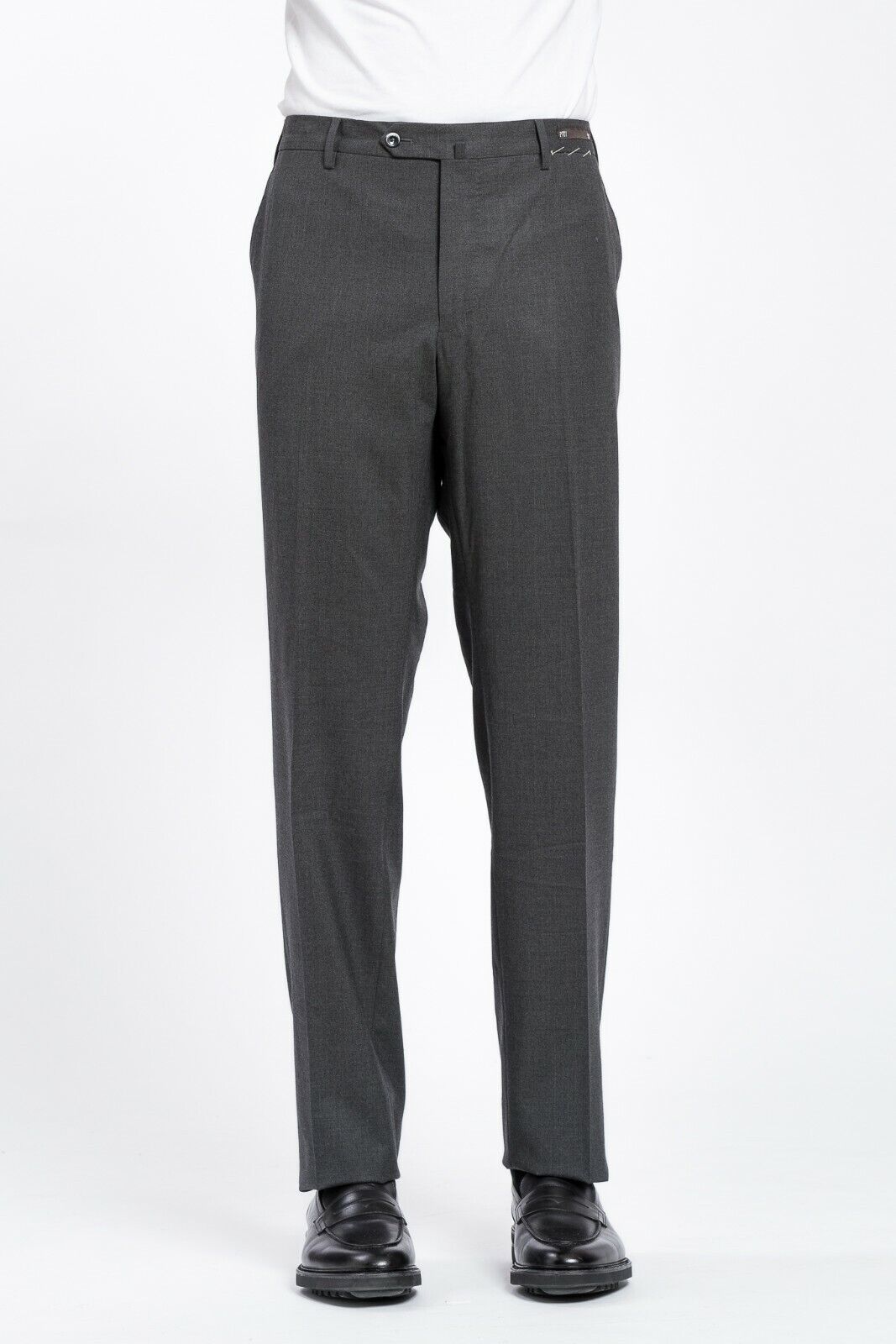 320$ PT01 TORINO Gray Solid Trousers Dress Pants Winter Wool Regular 40US / 56EU