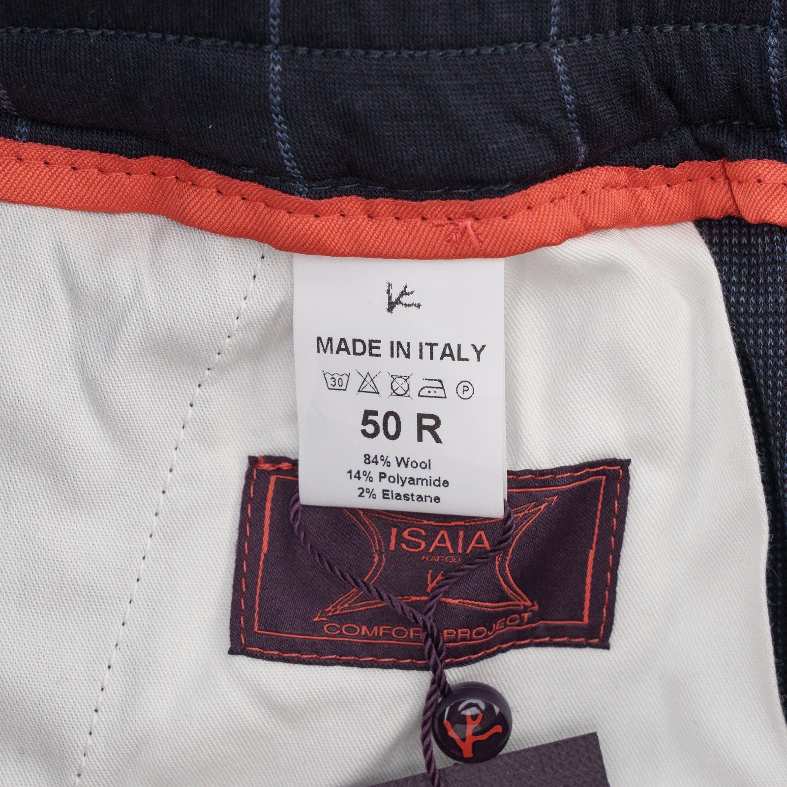 1300$ ISAIA NAPOLI Blue Navy Striped Drawstring Pant Wool Jersey 34 US / 50 EU