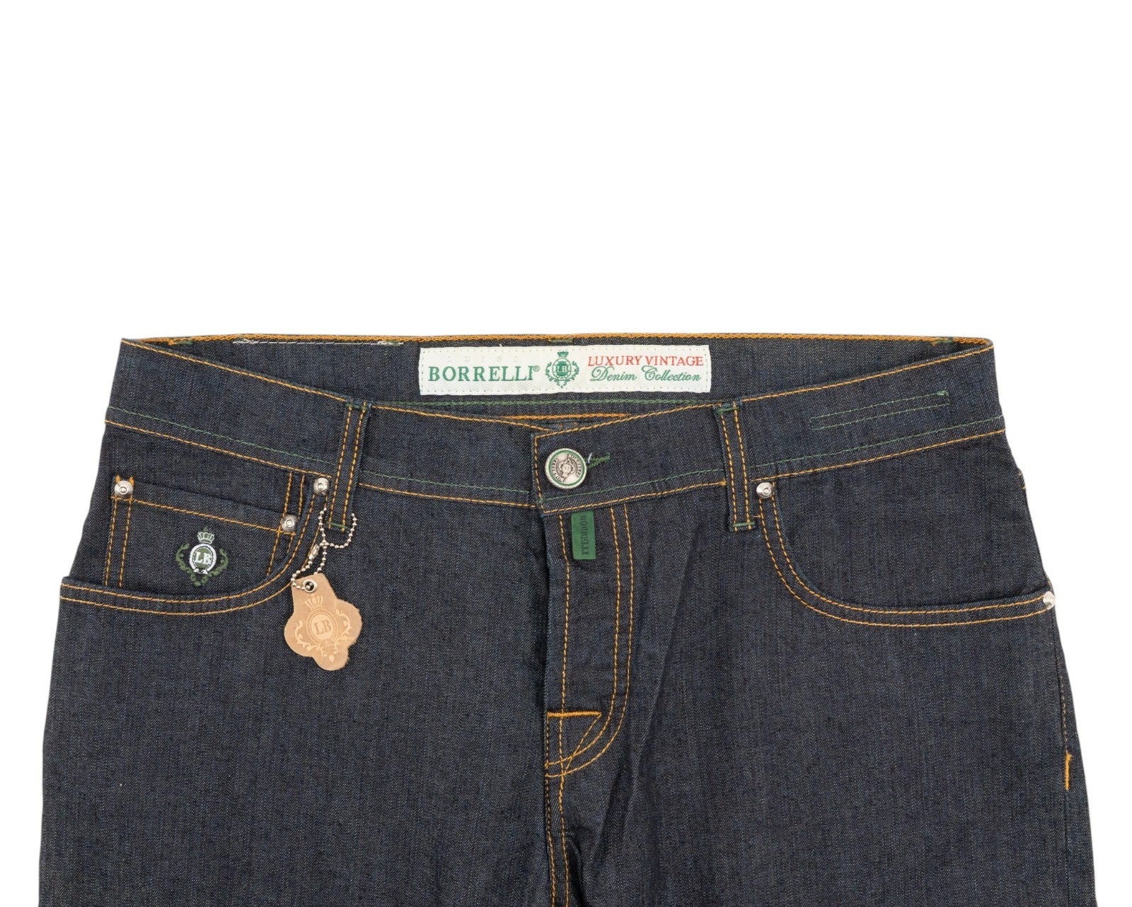 415$ LUIGI BORRELLI NAPOLI Raw Blue Denim Jeans Pant Cotton 34 US / 50 EU