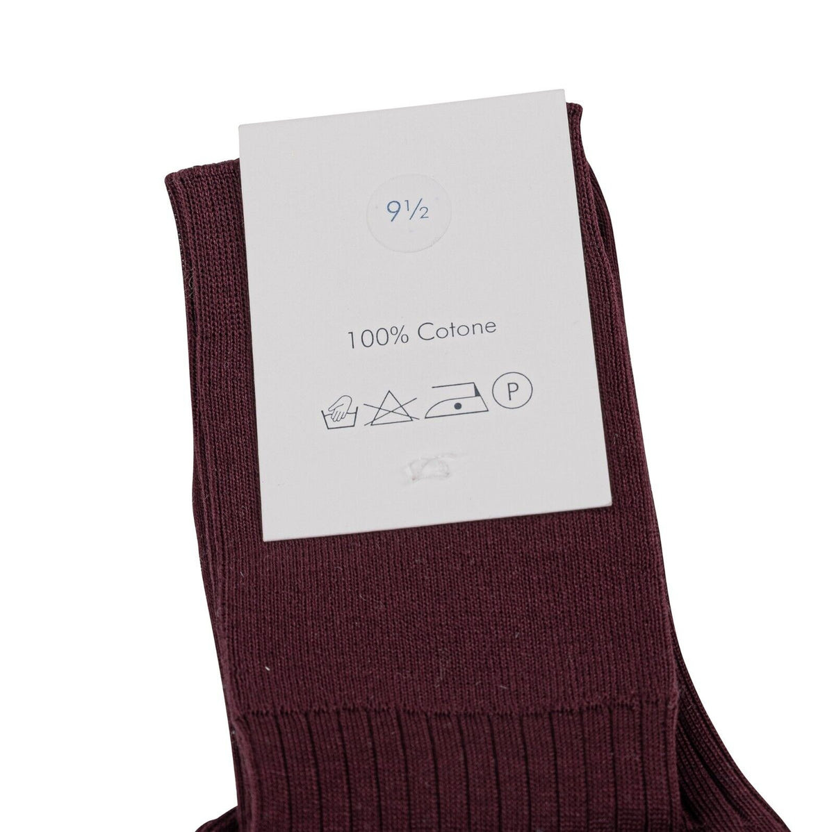 $39 FEDELI CASHMERE Wine Men Stretch Socks Cotton Lisle Knee High Made in Italy