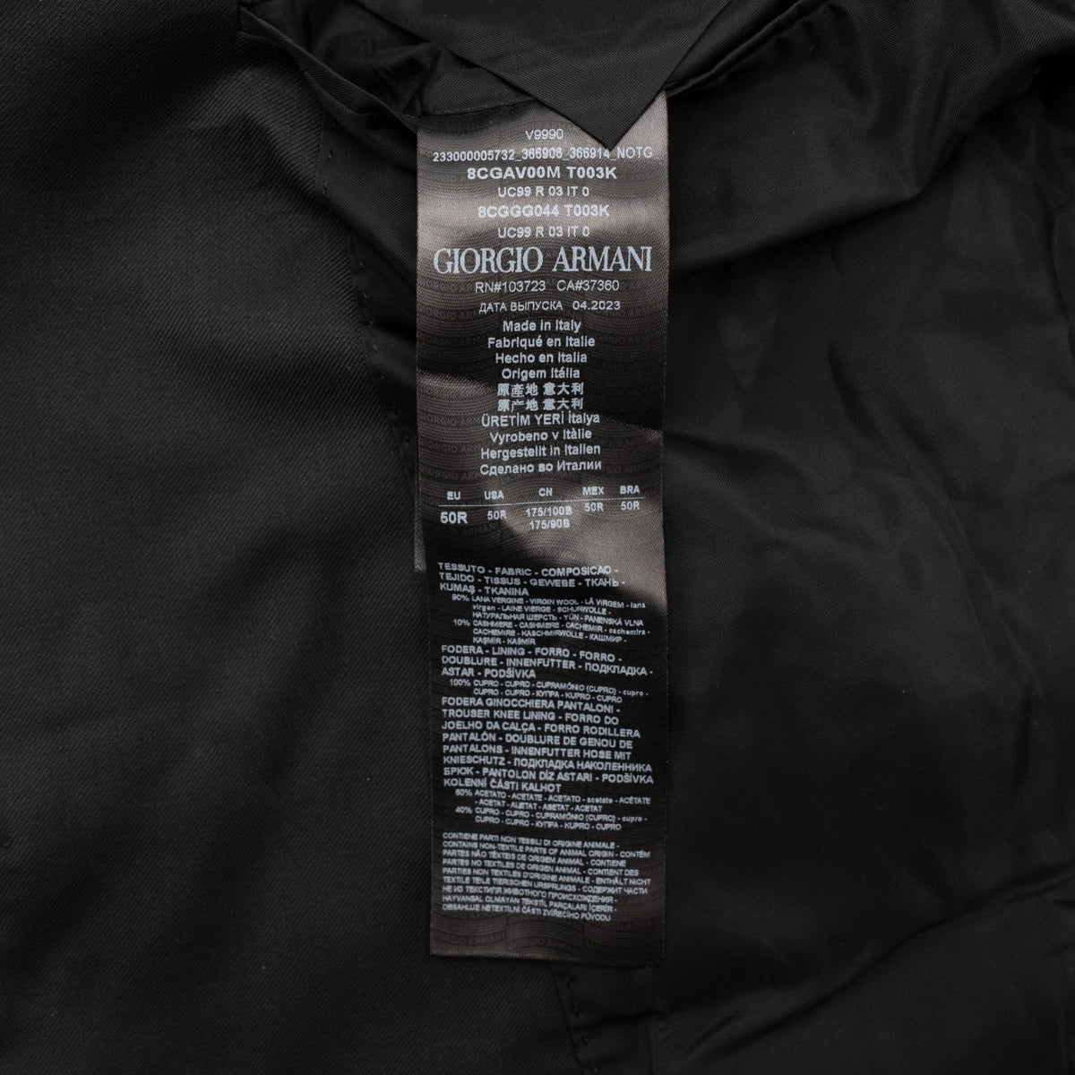 $2750 GIORGIO ARMANI "SOHO" Black Solid Suit Fine Wool 40 US / 50 EU 8R