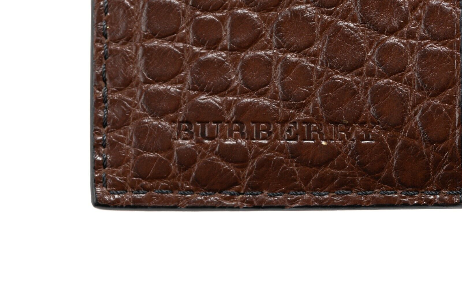 1150$ BURBERRY Genuine Alligator Passport Holder Wallet Flax Brown Unisex