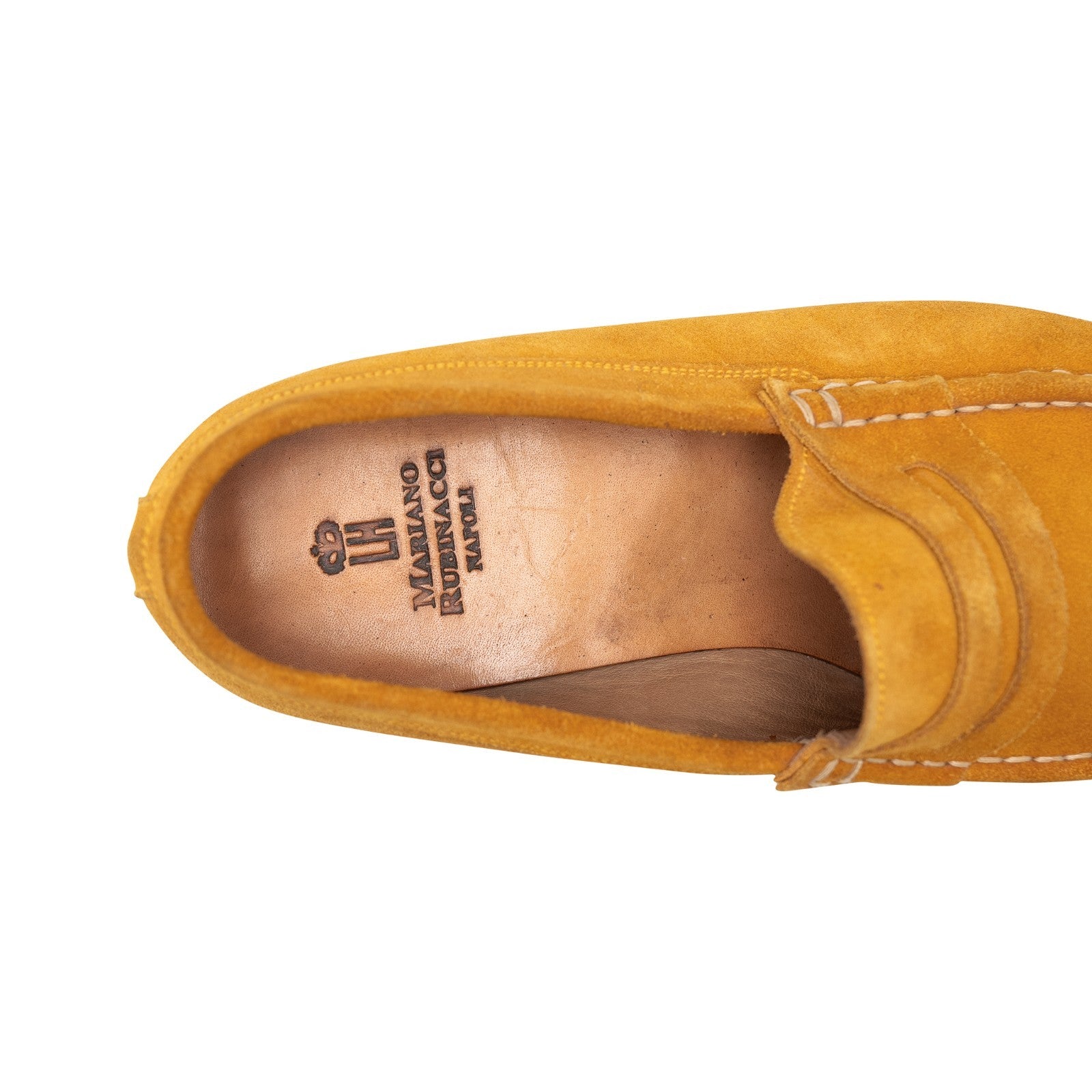 800$ RUBINACCI LONDON HOUSE Mustard Suede Penny Loafers Driving 6 UK 7 US