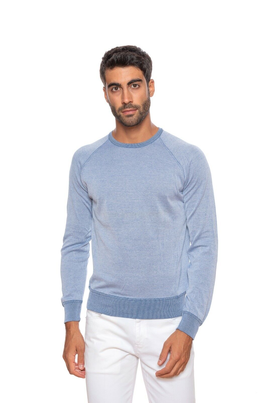 Italian Luxury Knitwear GRAN SASSO Sweatshirt Sweater Blue Cotton 40 US / 50 EU