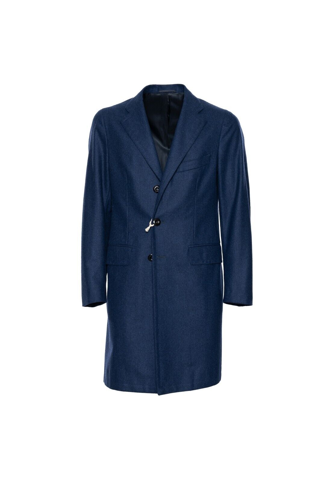 $1900 EIDOS by ISAIA NAPOLI Blue Overcoat Double Stitched Wool 38 US / 48 EU