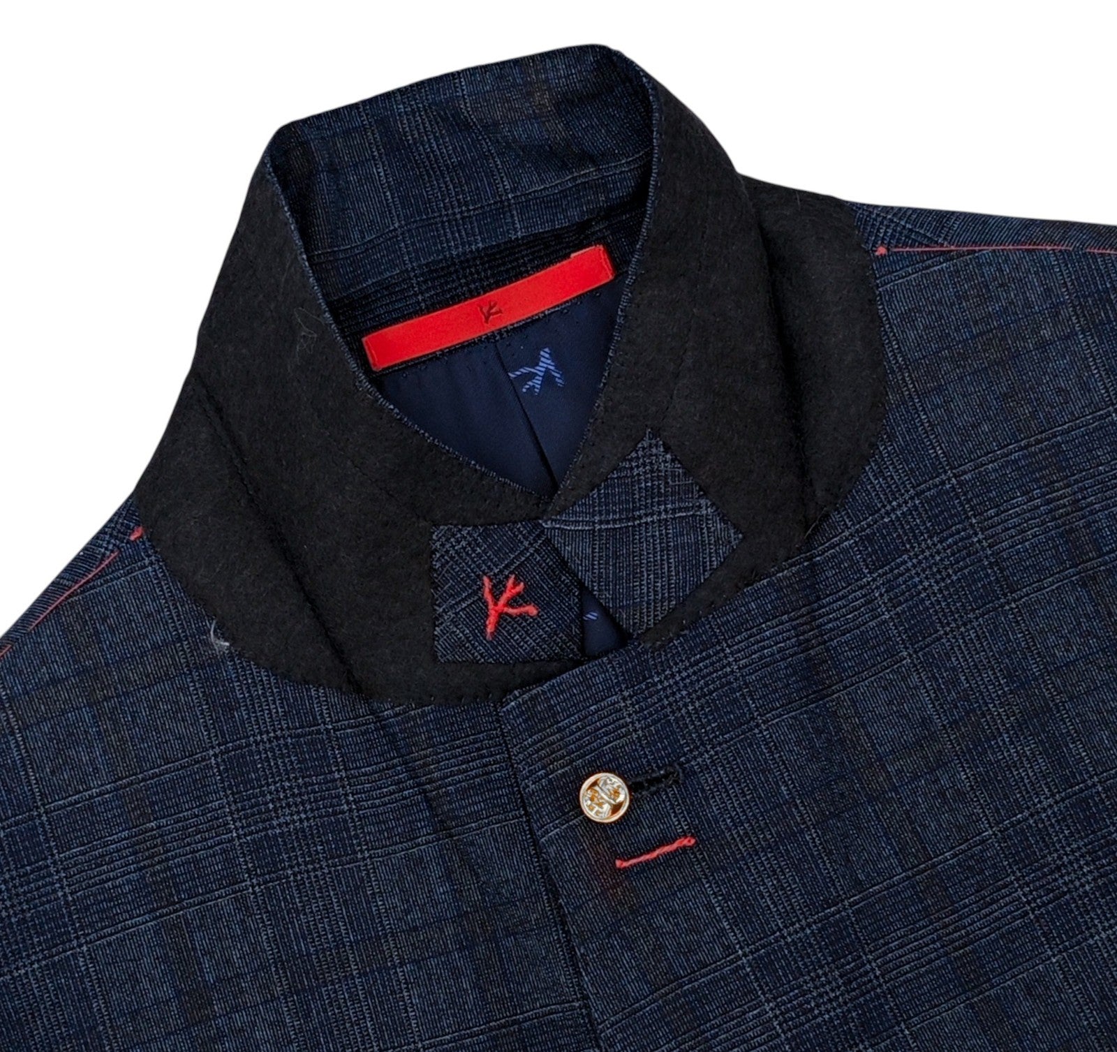 $6800 ISAIA "Sanita" Blue Navy Hand-Sewn Suit Wool Glen Plaid 42 US / 52 EU 8R