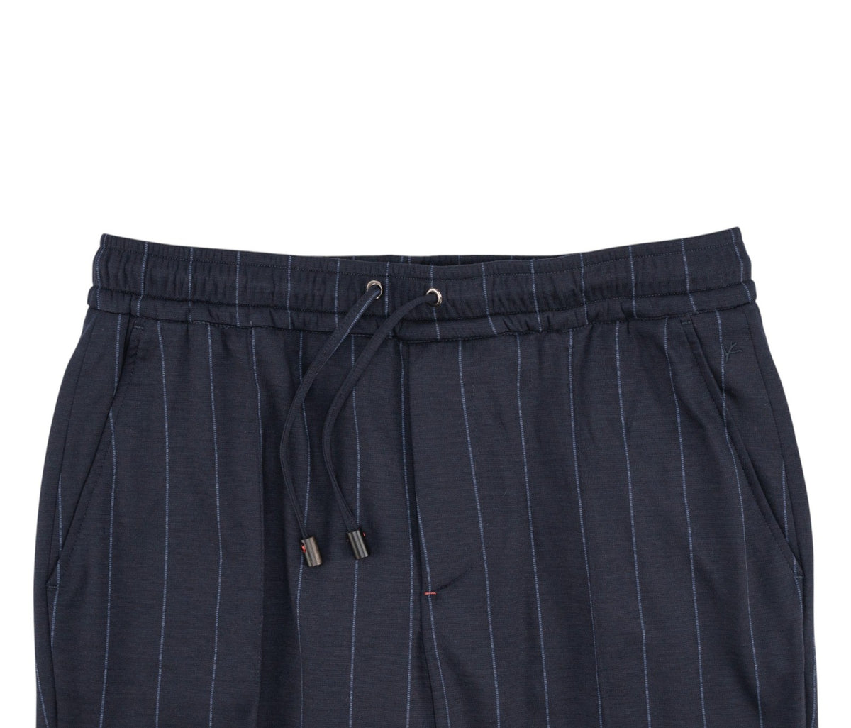 1300$ ISAIA NAPOLI Blue Navy Striped Drawstring Pant Wool Jersey 34 US / 50 EU