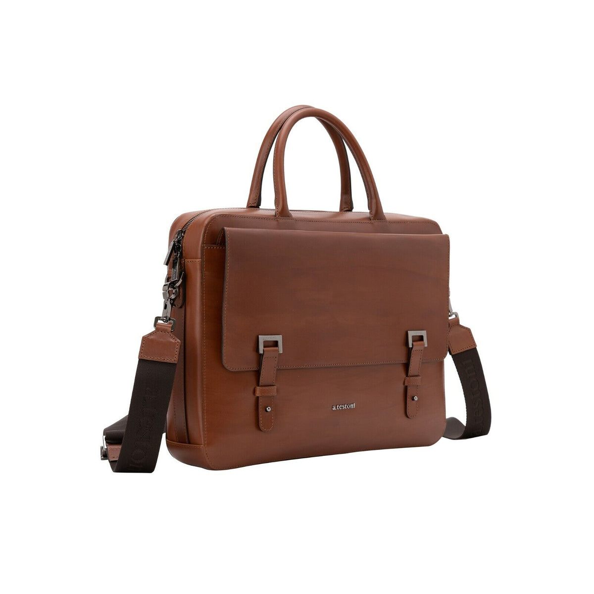 $1090 Testoni Bologna Caramel Briefcase PC Case Deluxe Antiqued Calf
