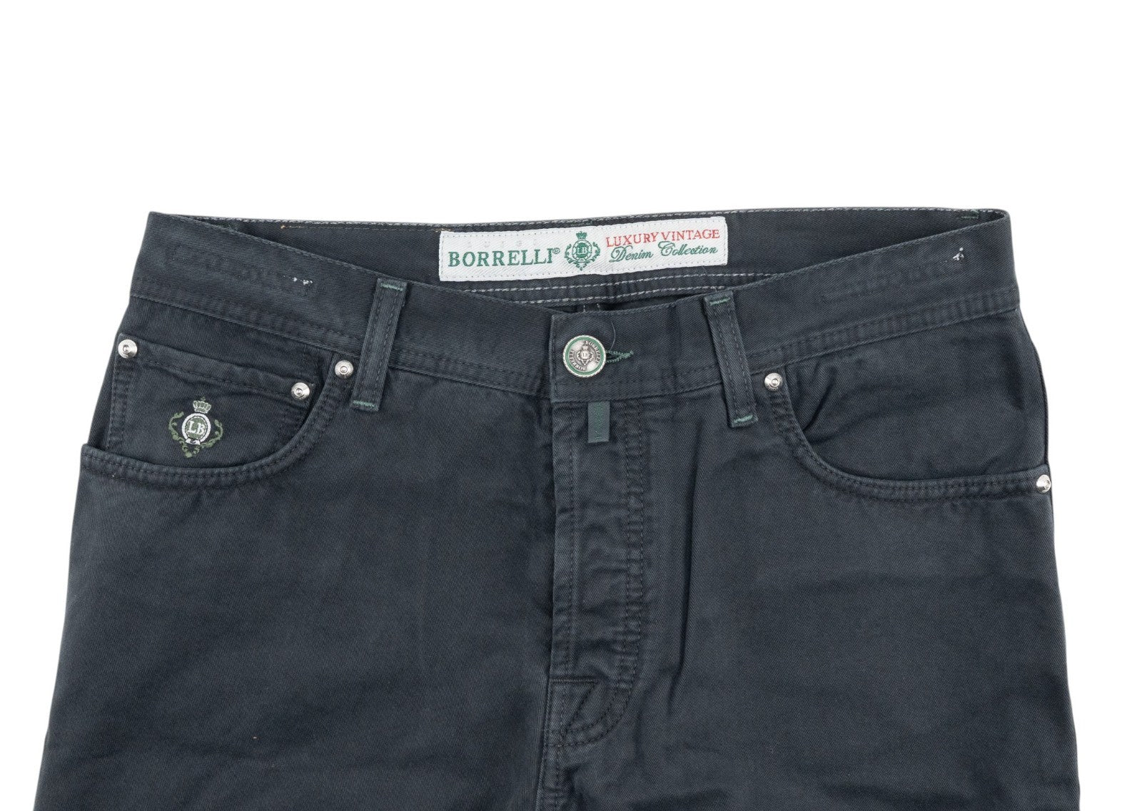 415$ LUIGI BORRELLI NAPOLI Dark Blue Denim Jeans Pant Twill Cotton 34 US / 50 EU