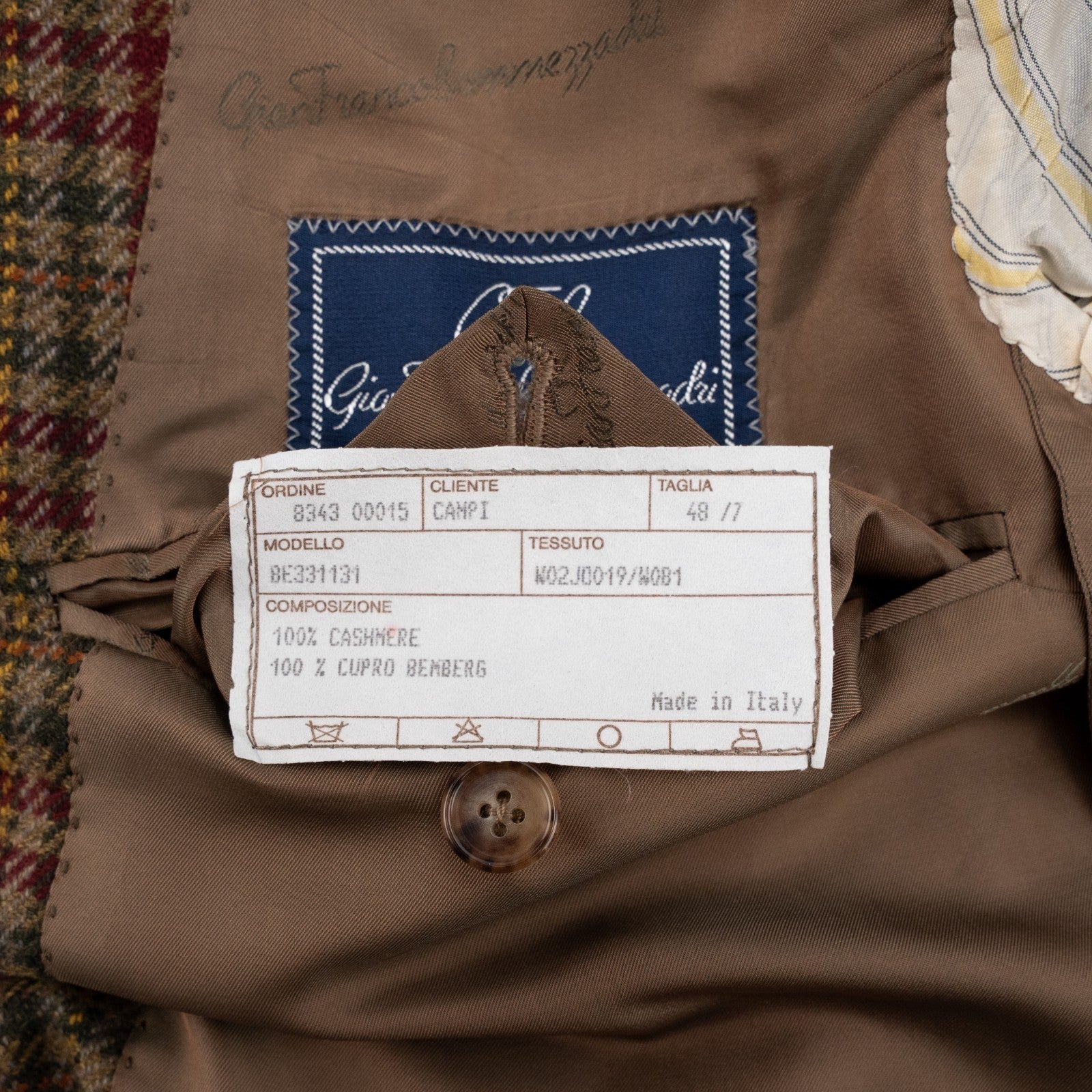 1650$ BONMEZZADRI by CARUSO Jacket Sport Coat 100% Cashmere Brown 38 US / 48 IT