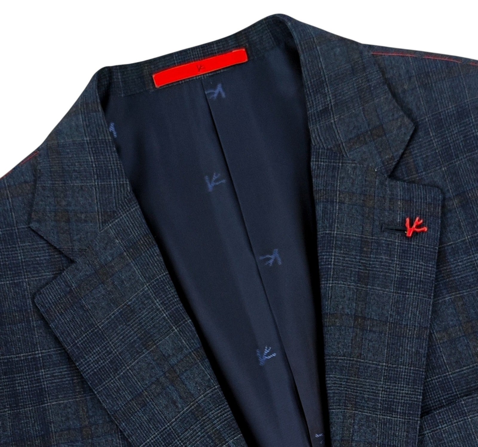 $6800 ISAIA "Sanita" Blue Navy Hand-Sewn Suit Wool Glen Plaid 42 US / 52 EU 8R