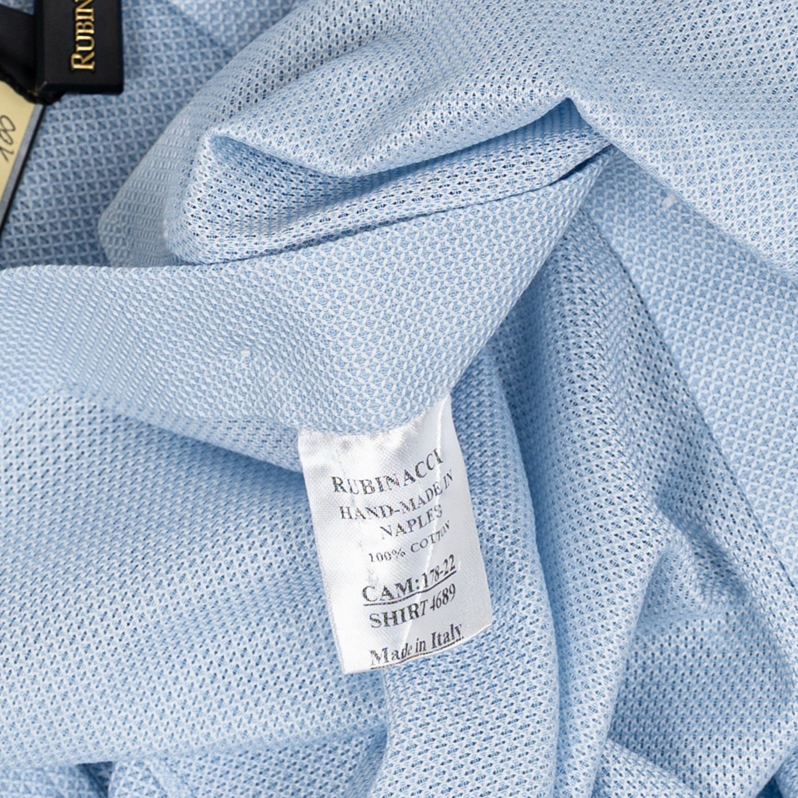 650$ RUBINACCI NAPOLI "Vintage Archive" Blue Hand-Sewn Shirt Cotton Size S