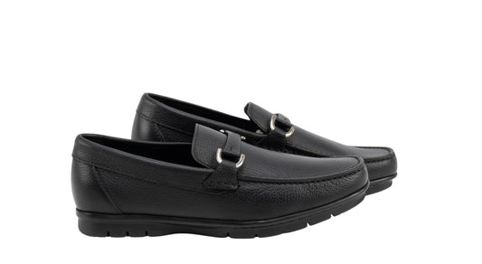 900$ TESTONI Mocs Black Grained Calf Black + Metal 4.5 UK / 5.5 US / 38.5 IT