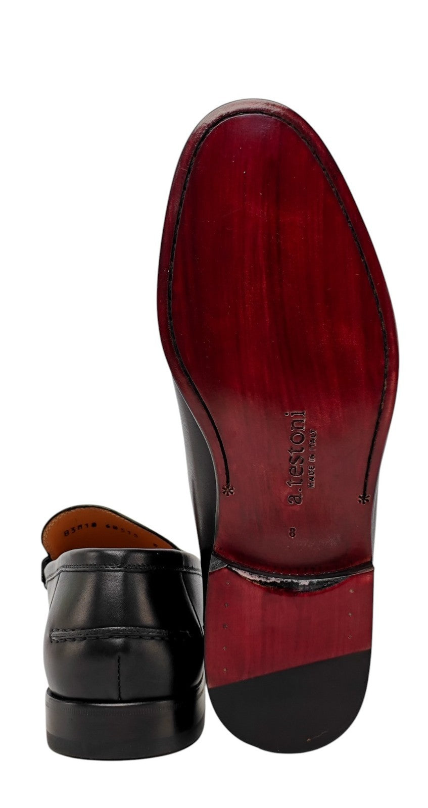 1300$ TESTONI "Camogli" Loafer Shoes Top Calf Black + Metal 8 UK / 9 US / 42 IT