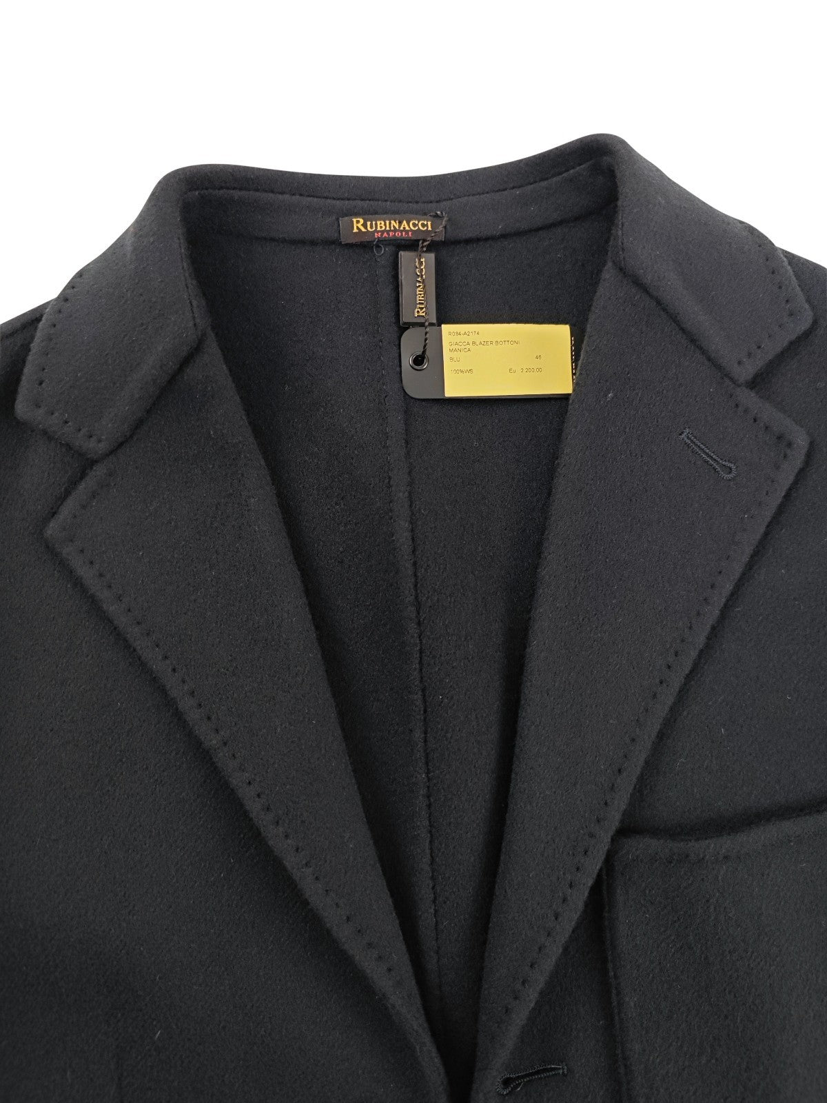 $2600 RUBINACCI NAPOLI Midnight Blue Unlined Jacket Blazer 100% Cashmere