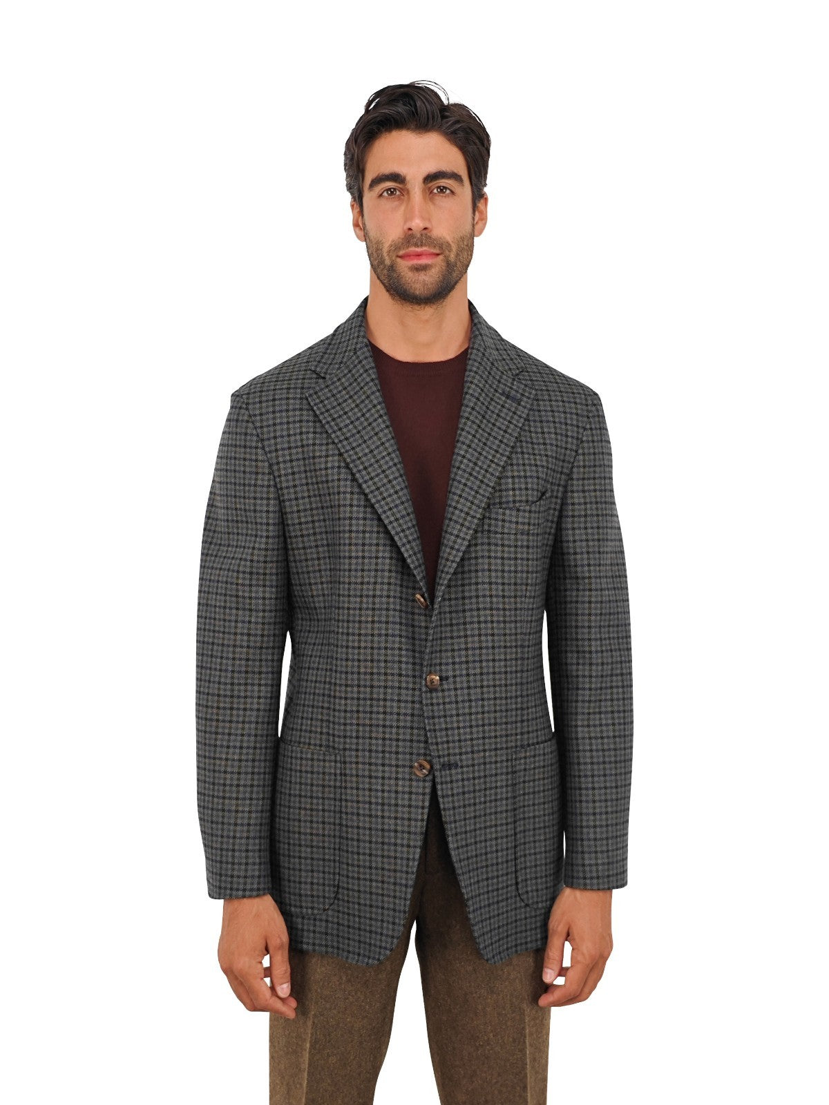 $1670 RUBINACCI NAPOLI Green Blue Checks Jacket Sport Coat Wool 44 US / 54 EU