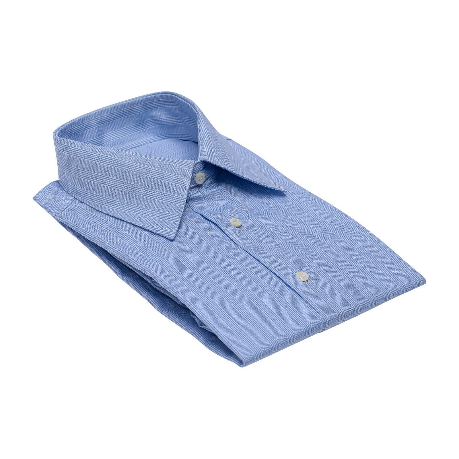 690$ LUXURY GERLIN Shirt Blue Check Fine Cotton 15.75 - 40 2L BIJAN