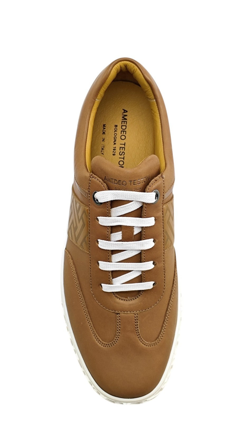 850$ TESTONI "Ravenna" Sneaker Shoes Interlocking Calf Brown 8 UK / 9 US / 42 IT