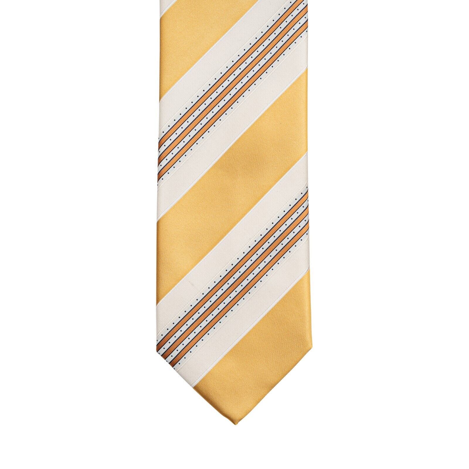 $290 ITALO FERRETTI Tie Regimental Yellow 100% Silk Handmade in Italy BIJAN