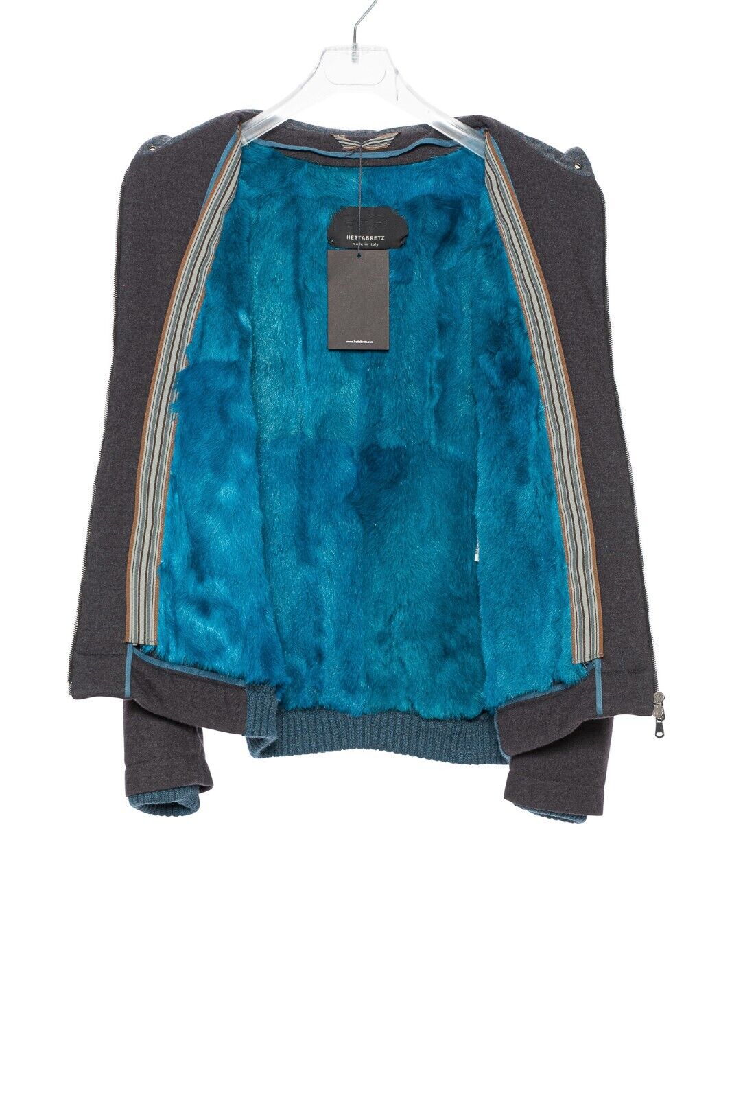 $6800 HETTABRETZ Bomber Coat Wool Cashmere Removable Kidskin Fur 40 US / 50 EU