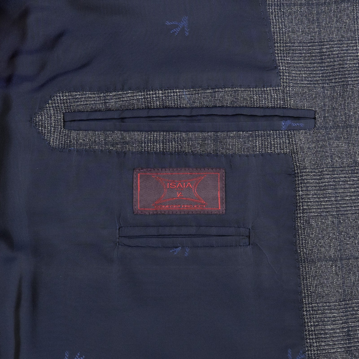 $6600 ISAIA "Sanita" Blue Suit Wool Glen Plaid Comfort Project 44 US / 54 EU 7R