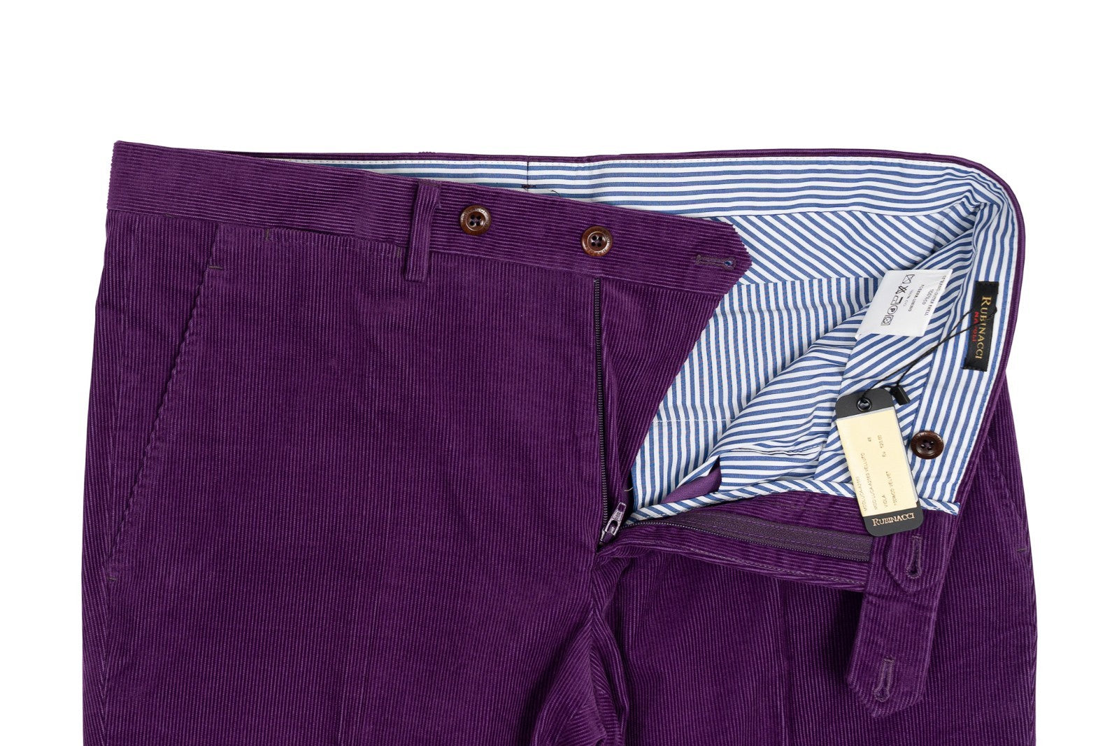 625$ RUBINACCI NAPOLI "Luca" Violet Cotton Corduroy Trouser Pant Made in Napoli