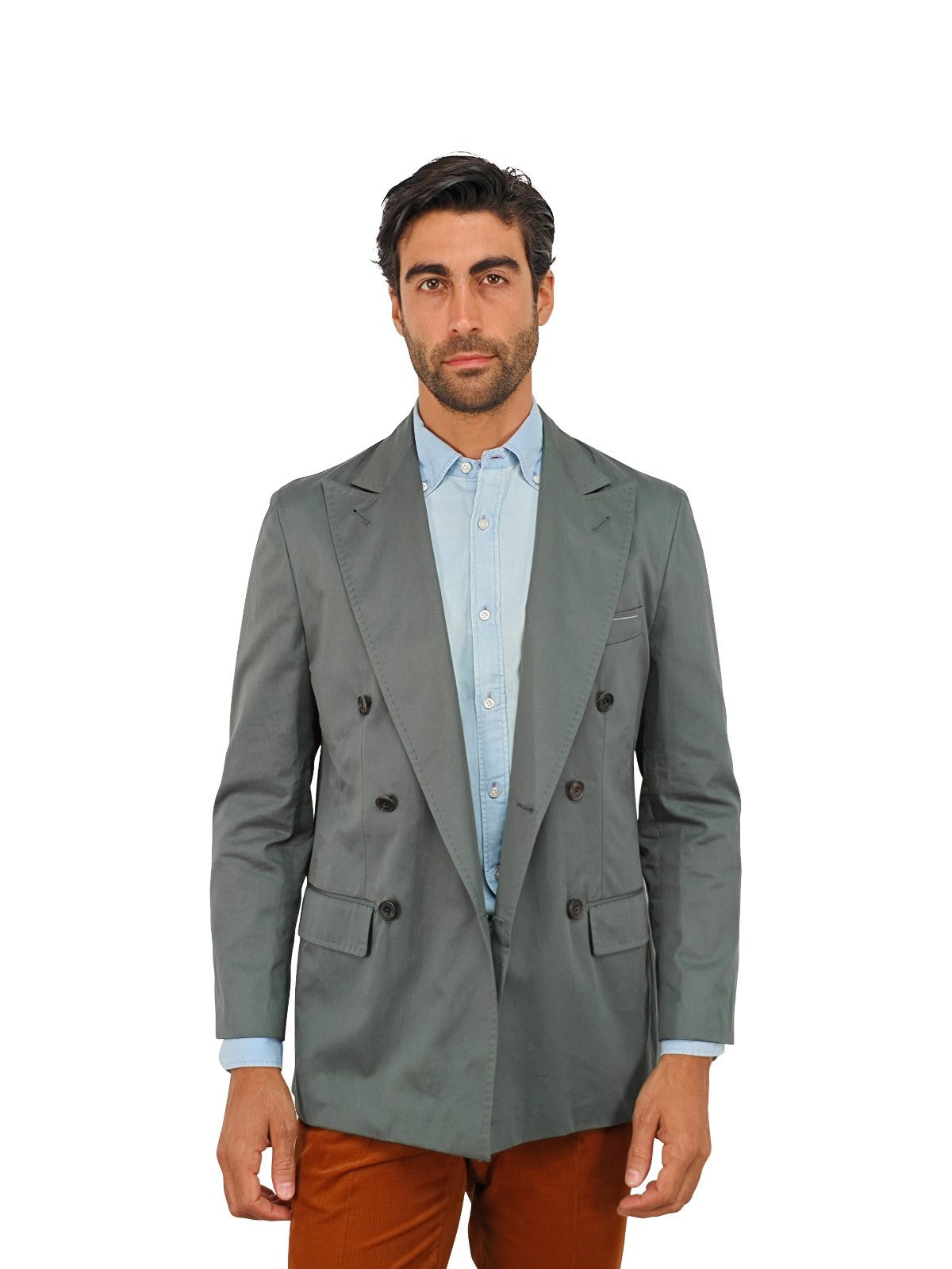 $1690 RUBINACCI NAPOLI Green Off Double Breasted Jacket Cotton