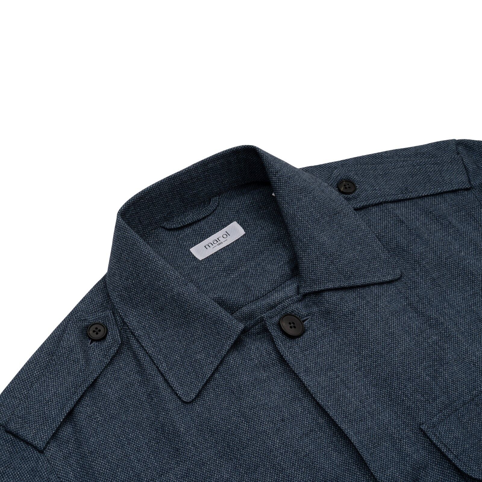 1400$ LUXURY MAROL BOLOGNA Safari Jacket Shirt Blue RIVA Cotton 15.5 - 39