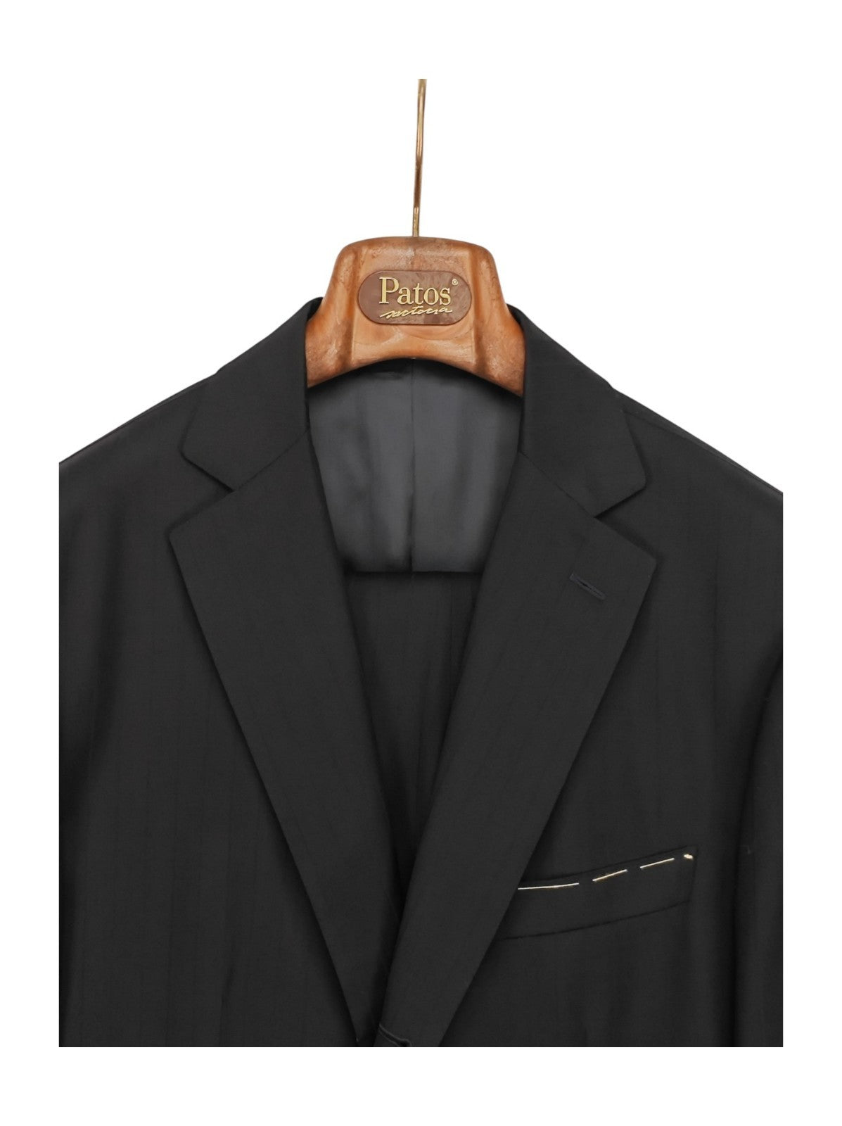 $1300 SARTORIA PATOS by SANTARELLI 1915 Suit Striped Black Wool 44 US / 54 EU