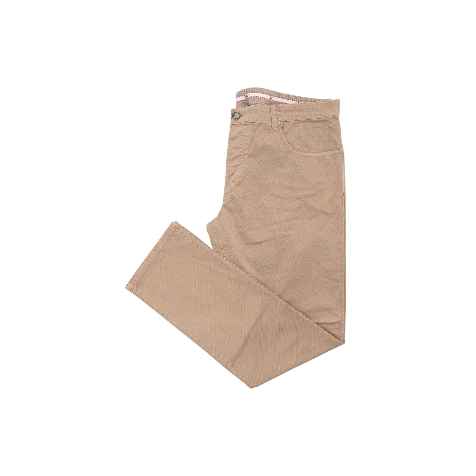 690$ ISAIA NAPOLI Brown Denim Jeans Trousers Pant Gabardine Cotton 42 US / 58 EU