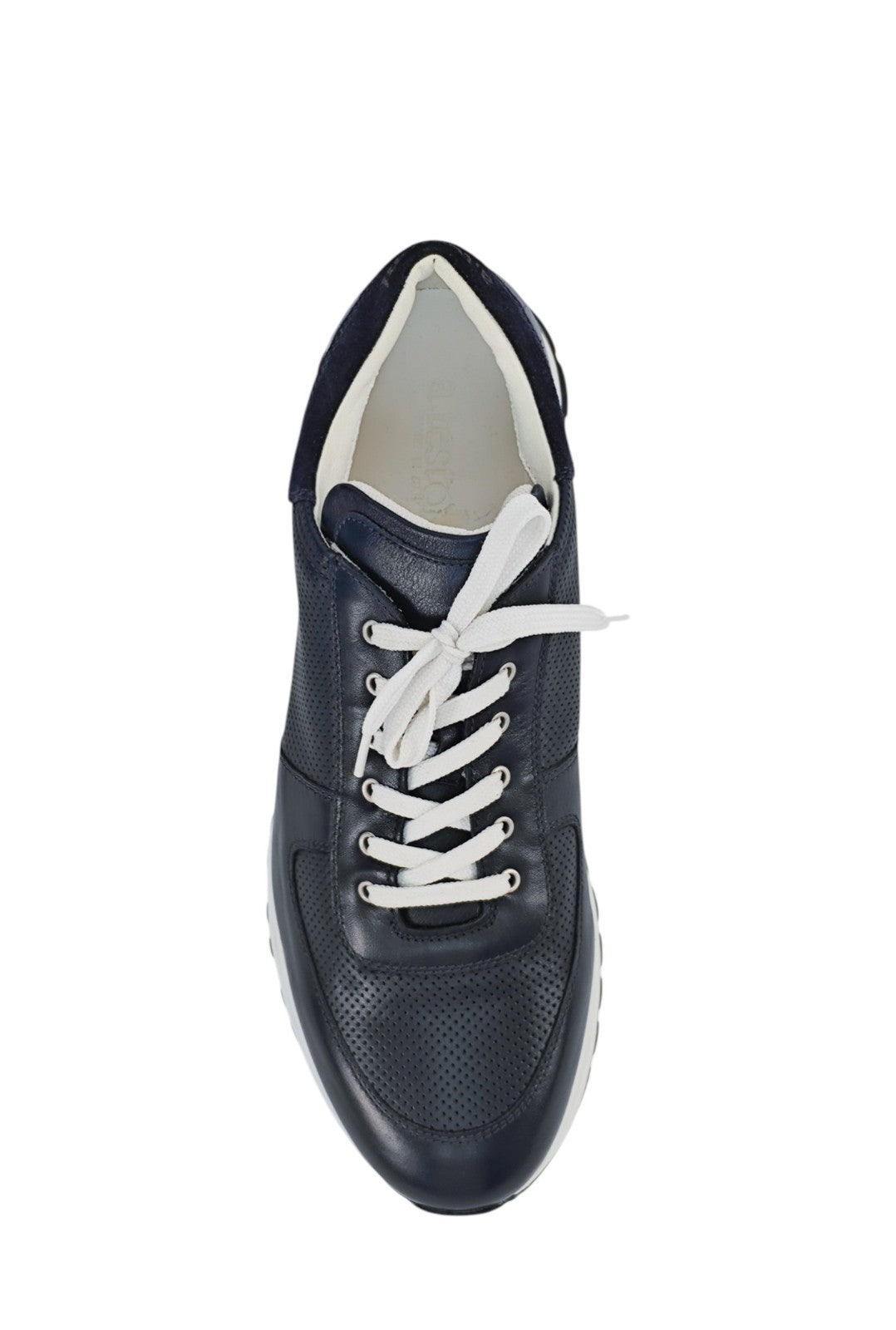 900$ TESTONI "Cuneo" Blue Sneaker Perforated Nappa + Suede 8 UK / 9 US / 42 IT