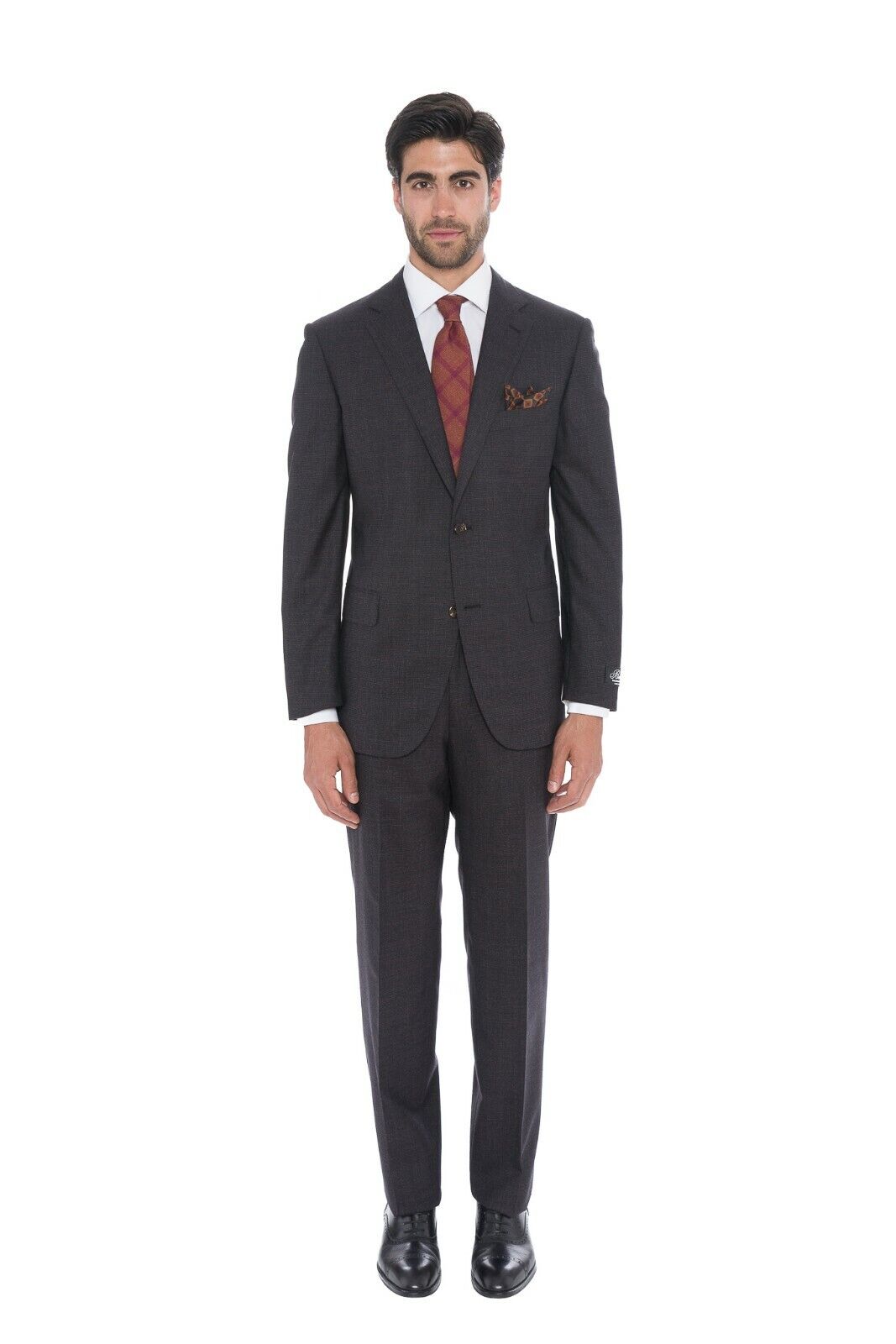 $2780 Belvest Wool Dark Gray + Magenta Suit 44 US / 54 EU  Drop 7R